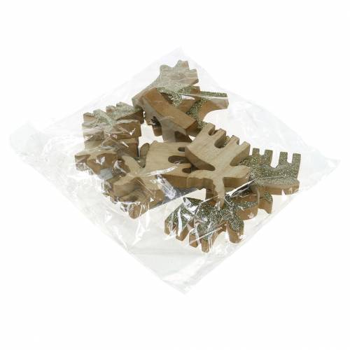 Floristik24 Décoration à disperser Noël bois d'élan doré, paillettes 5×5,5cm 12 pcs