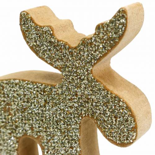 Floristik24 Décoration à disperser Noël bois d'élan doré, paillettes 5×5,5cm 12 pcs