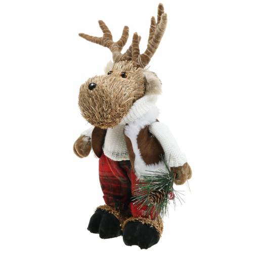 Article Figurine de Noël renne en paille 33cm