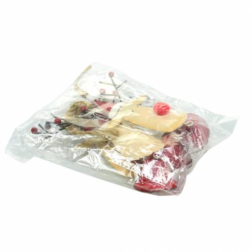 Floristik24 Pendentif de Noël tête de wapiti avec cloche 11,5cm rouge, beige 3pcs