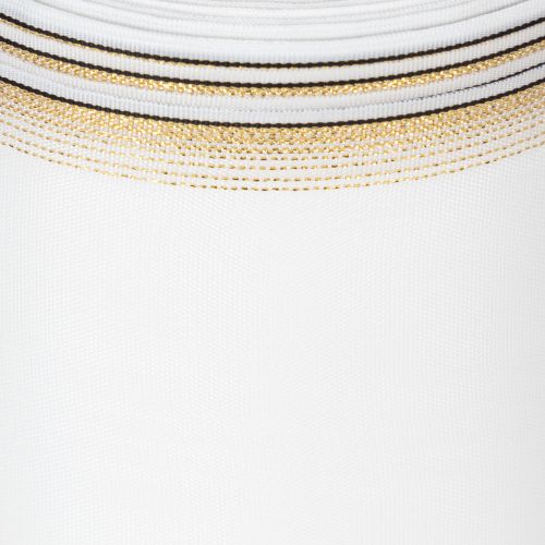 Ruban décoratif moiré blanc 125 mm avec bord doré | Floristik24.fr
