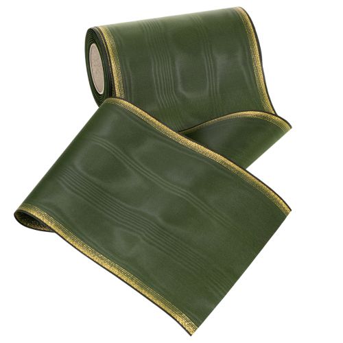 Article Ruban élégant en moire, 175 mm, vert foncé avec bordure perlée et tissage taffetas pour les occasions festives