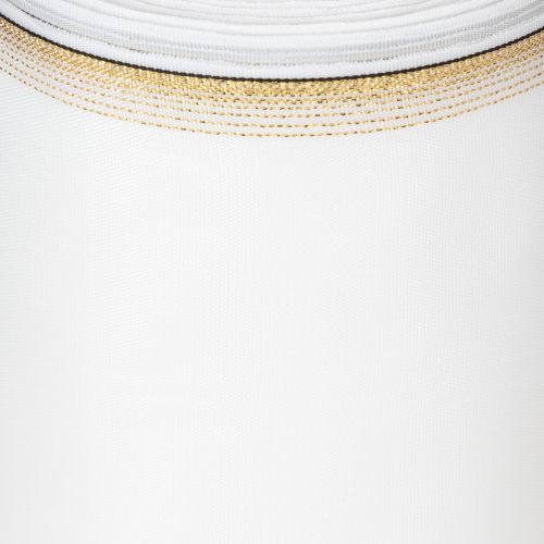 Ruban moiré élégant avec bordure dorée, décoration de mariage, ruban de deuil, blanc 150 mm x 25 m | Floristik24.fr