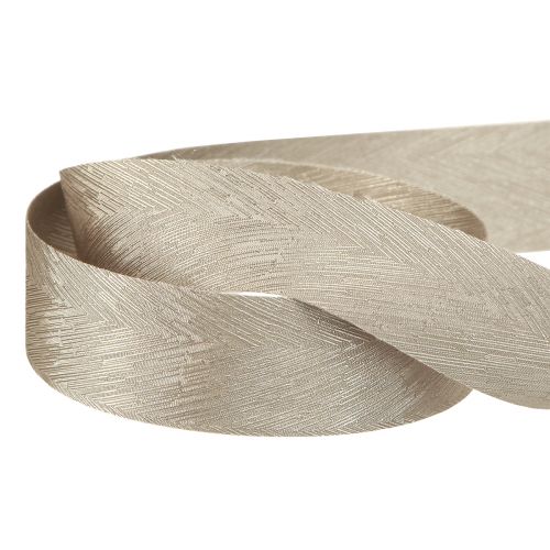 Article Ruban de soie élégant avec imprimé plumes en argent - parfait pour les décorations festives largeur 25mm longueur 15m