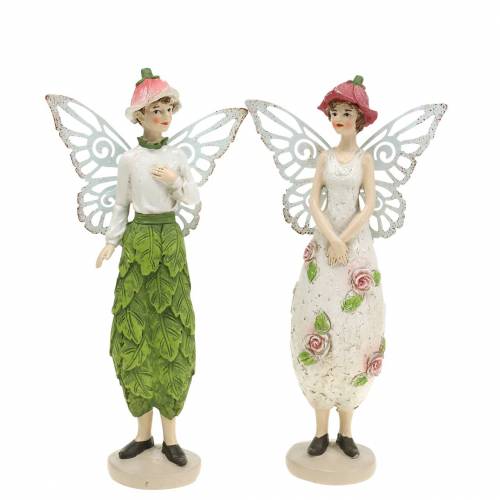 Floristik24 Figurine déco elfe couple elfe blanc, rose, vert H20cm 2pcs