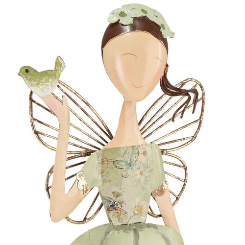 Floristik24 Figurines Elfes Décoration Métal Coeur Oiseau H55cm/60cm 2pcs