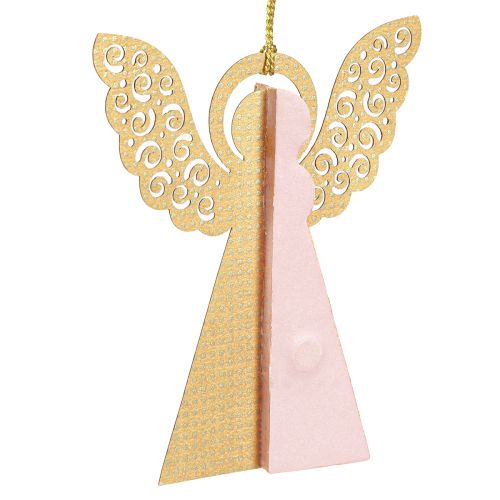 Article Pendentif ange décoration en papier Noël abricot or 12cm 4 pcs