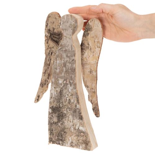 Figurine ange en bois avec écorce de bouleau 30 cm | Floristik24.fr