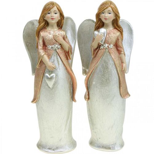 Floristik24 Figurine d&#39;ange ange gardien ange de Noël avec coeur H19cm 2pcs