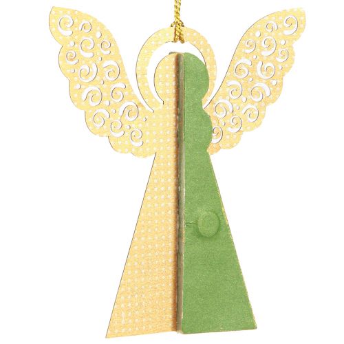 Floristik24 Décoration en papier nid d&#39;abeille ange Noël vert or 12cm 4 pcs