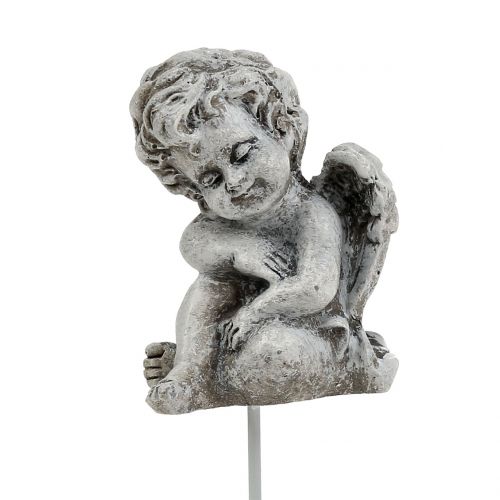 Article Ange gris Décoration funéraire sur pique 5-5,5cm 8 pièces