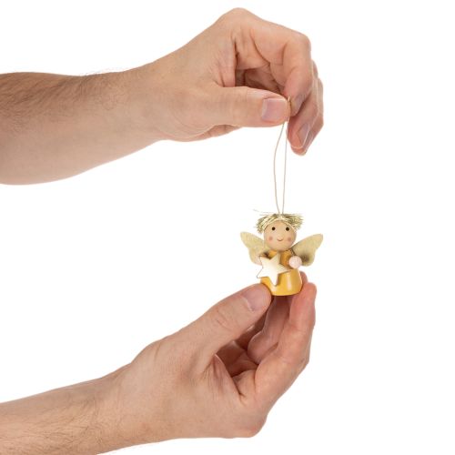 Décorations à suspendre anges en bois avec étoile 5 cm set de 9 | Floristik24.fr