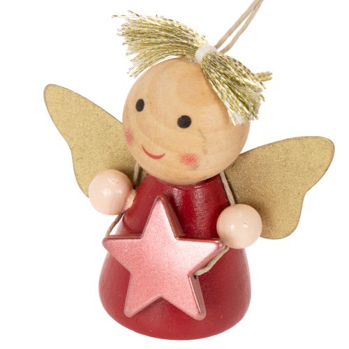 Décorations à suspendre anges en bois avec étoile 5 cm set de 9 | Floristik24.fr
