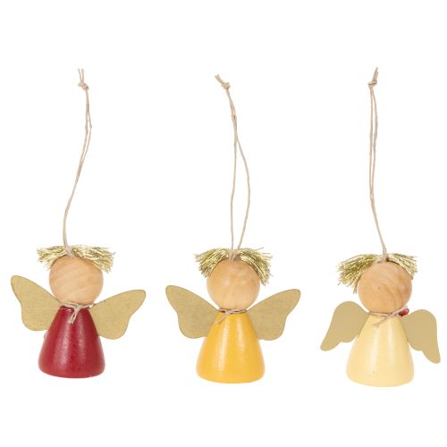 Décorations à suspendre anges en bois avec étoile 5 cm set de 9 | Floristik24.fr