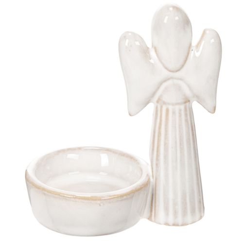 Figurines en céramique ange avec porte-bougie rond - Lot de 3, 10 cm | Floristik24.fr