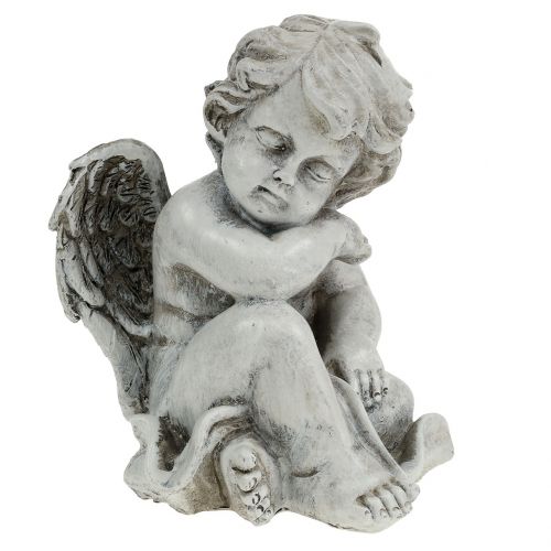 Article Figurine commémorative ange endormi gris 16cm 2pcs