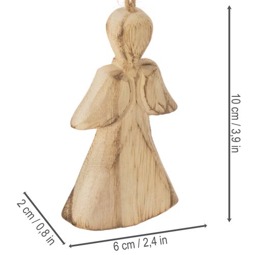 Figurines d'anges en bois à suspendre pour sapin de Noël, 10 cm, lot de 12 | Floristik24.fr
