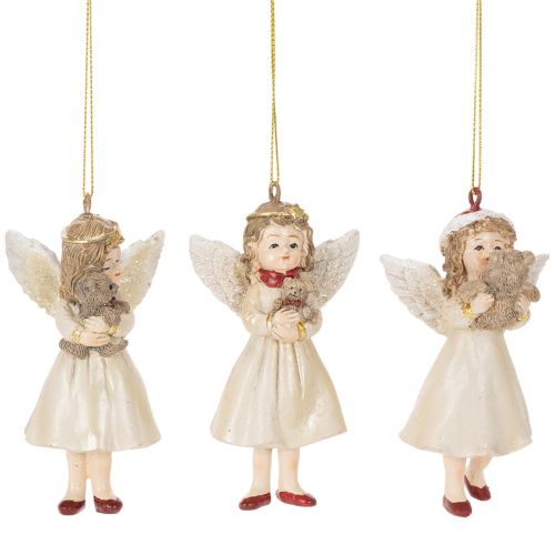 3 Décorations Suspendues Ange Vintage en Résine, 10 cm, Beige, Blanc et Rouge acheter | Floristik24.fr