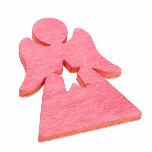 Article Ange en bois à disperser rose, rose, blanc 4cm 72 pcs