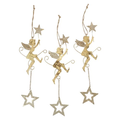 Article Pendentif ange étoile décoration de Noël à suspendre H28cm 3 pièces