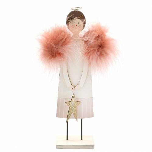 Floristik24 Ange aux ailes de plumes bois rose 28cm