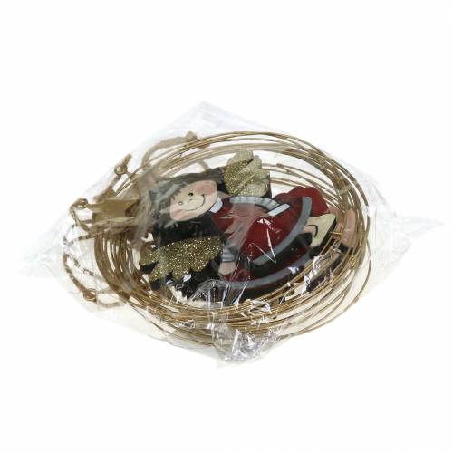 Floristik24 Ange dans un anneau décoratif à suspendre bois, métal Ø14cm 6pcs