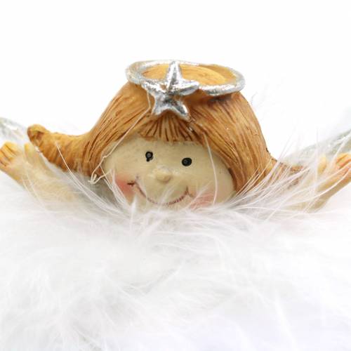 Floristik24 Ange déco en nuage blanc, argent Ø6.5 / 6cm H7 / 6cm 2pcs