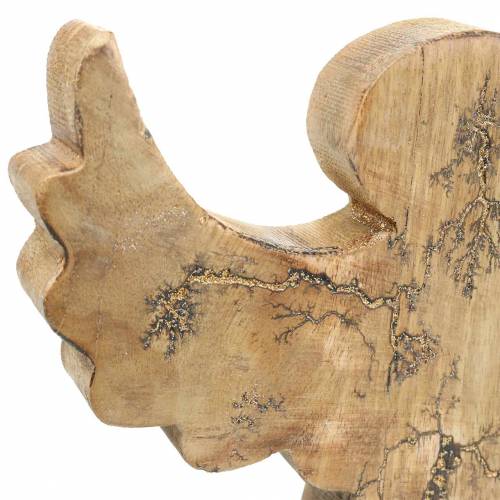Floristik24 Ange en bois avec incrustations de paillettes, bois de manguier naturel 19,4 × 18,3 cm