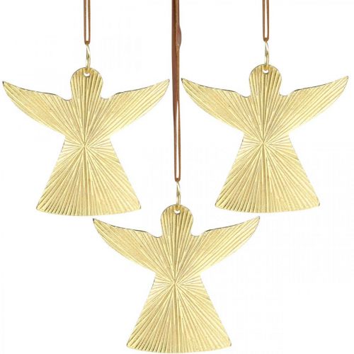 Ange décoratif, pendentif en métal, décoration de Noël doré 9 × 10cm 3pcs