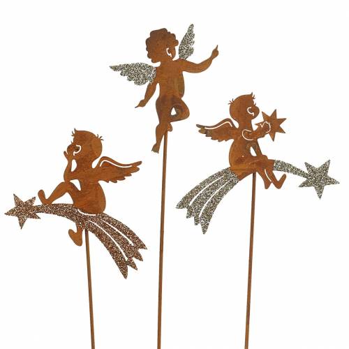 Floristik24 Bouchon décoratif ange inox métal pailleté H24-25cm 12pcs