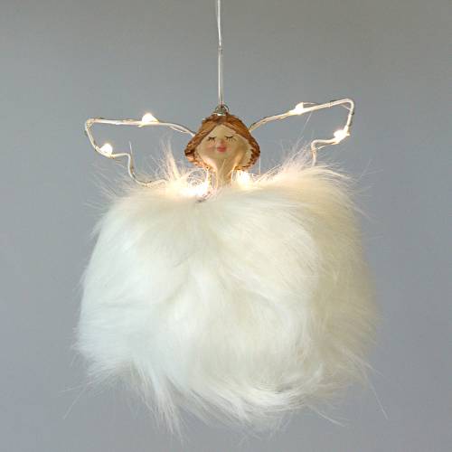 Floristik24 Peluche ange / céramique avec LED blanc 13cm