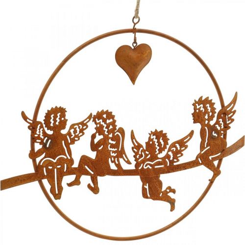 Article Ange de Noël dans une bague, décoration de l&#39;avent, bague décoration pour mariage, décoration métal grille inox Ø20cm 3pcs