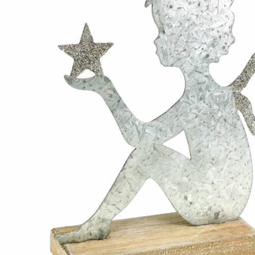 Floristik24 Ange argent pailleté 18cm x 17,5cm