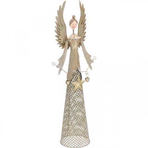 Article Figurine d&#39;ange décorative avec guirlande de Noël métal 13 × 8.5cm H40cm