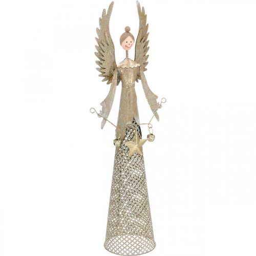 Floristik24 Figurine d&#39;ange décorative avec guirlande de Noël métal 13 × 8.5cm H40cm