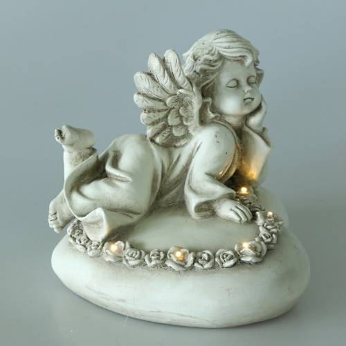 Floristik24 Déco ange sur coeur avec LED 16cm 19cm H14.5cm