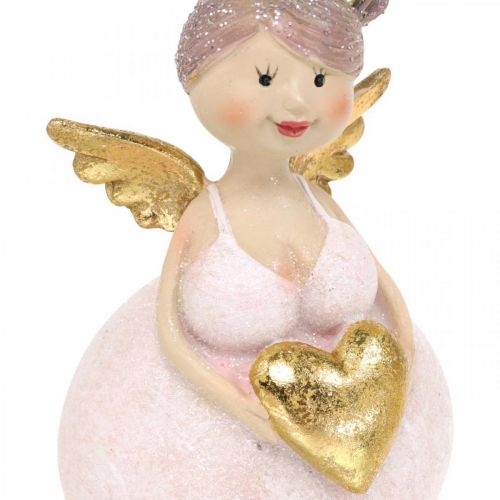 Floristik24 Ange rose avec figurine de décoration coeur Décoration de Noël 7 × 6 × 14cm 2pcs