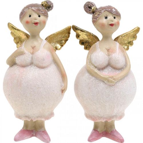 Décoration de table ange rose figurine de décoration Noël 4,5 × 3,5 × 9,5 cm 4pcs