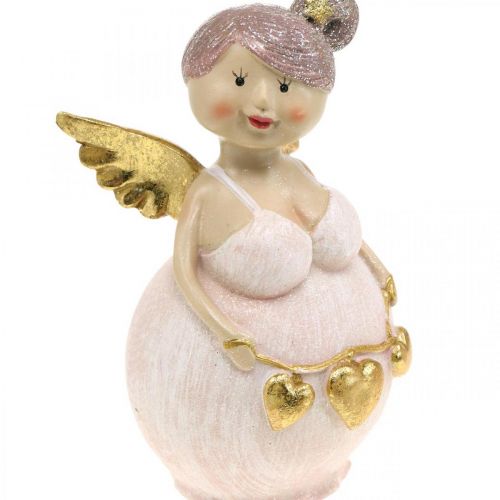 Floristik24 Ange rose avec figurine de décoration coeur Noël 9 × 8 × 19,5cm 2pcs