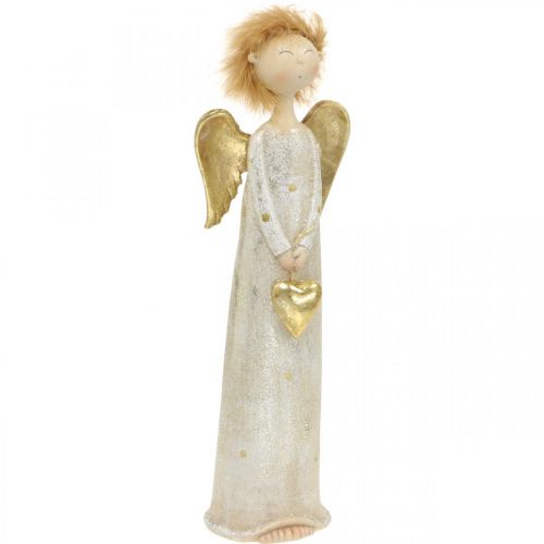 Floristik24 Figurine décorative ange avec coeur ange de Noël or 11,5 × 7,5 × 37cm