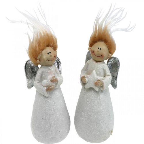 Floristik24 Figurine d&#39;ange décorative Ange de Noël blanc 4,5 × 3,5 × 11cm 4pcs