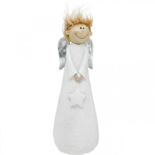 Figurine d&#39;ange décorative Noël avec étoile blanche 10 × 8 × 28,5cm