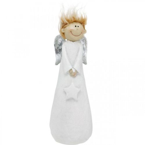 Floristik24 Figurine d&#39;ange décorative Noël avec étoile blanche 10 × 8 × 28,5cm