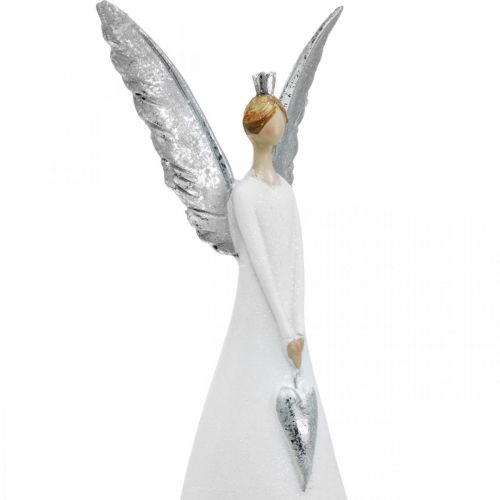 Floristik24 Figurine d&#39;ange déco blanc avec coeur Décoration de Noël H31.5cm lot de 2