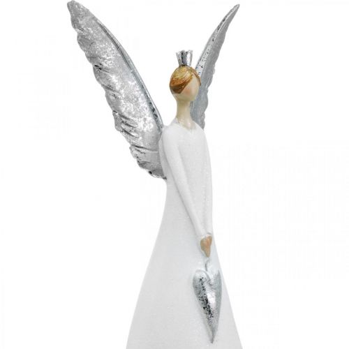 Figurine d'ange déco blanc avec coeur Décoration de Noël H31.5cm lot de 2