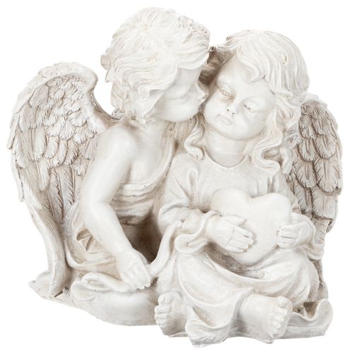 Statue Ange Enfant - Duo avec Cœur - 24 cm