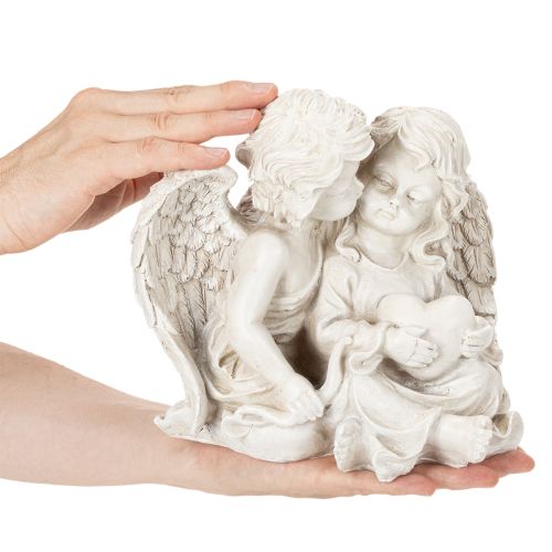 Statue Ange Enfant - Duo avec Cœur - 24 cm | Floristik24.fr