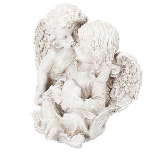 Statue décorative duo d’anges enfants avec cœur – 24 cm | Floristik24.fr