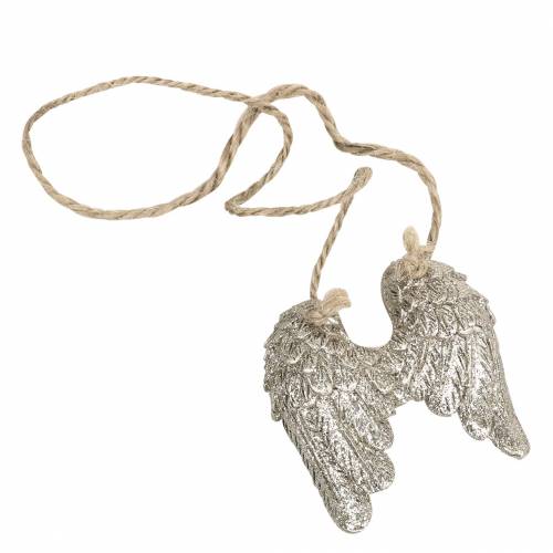 Floristik24 Ailes d&#39;ange à suspendre en paillettes d&#39;or 5cm × 5,2cm 12pcs