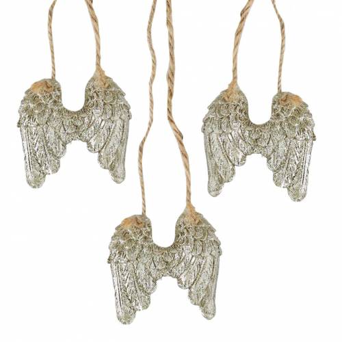 Floristik24 Ailes d&#39;ange à suspendre en paillettes d&#39;or 5cm × 5,2cm 12pcs